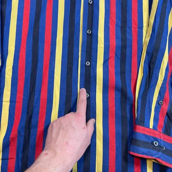 Maus & Hoffman Shirt Mens XXL Blue Striped Long Sleeve Button Down Made USA - Picture 7 of 16